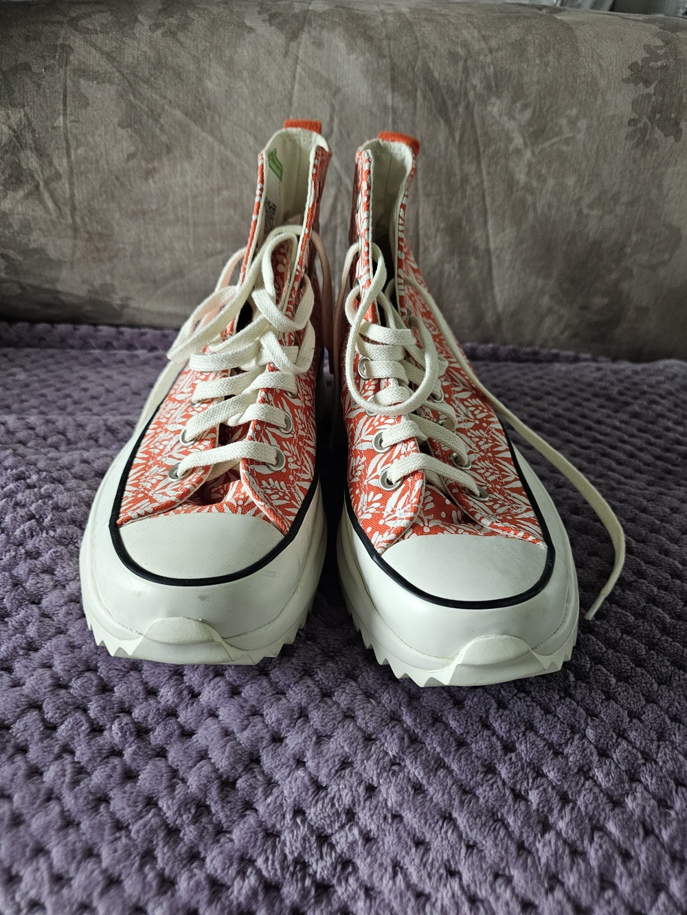 Converse High-Top Canvas Sneakers in Orange Floral Print